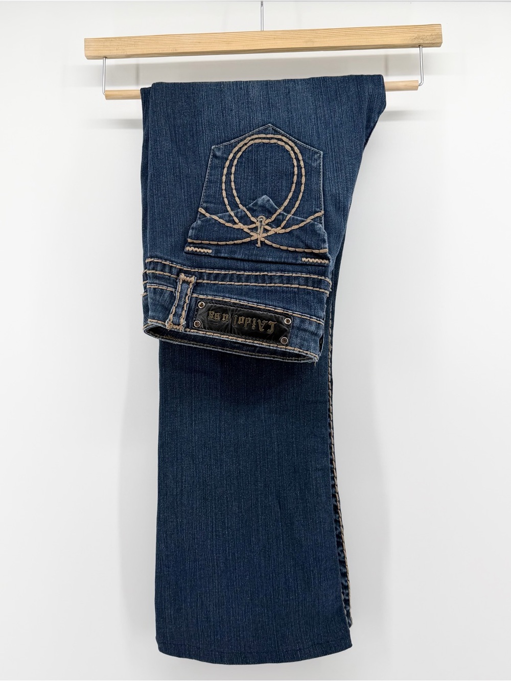 LA Idol USA Jeans 11 W33‎ L26 Petite Thick Stitch Flap Pocket Bling Y2K Flawed
